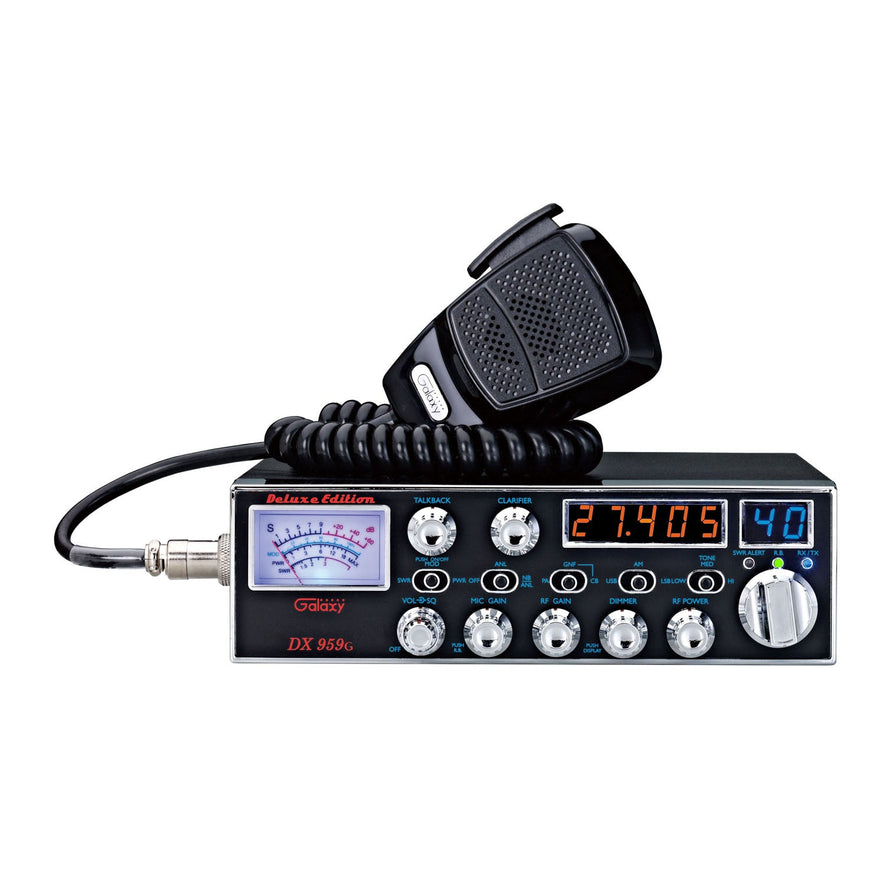 GALAXY - DX959G AM/SSB 40 CH DELUXE CB RADIO WITH ORANGE 5 DIGIT FREQUENCY DISPLAY, TALKBACK, ROGER BEEP, VARIABLE POWER-KRM Products LLC.