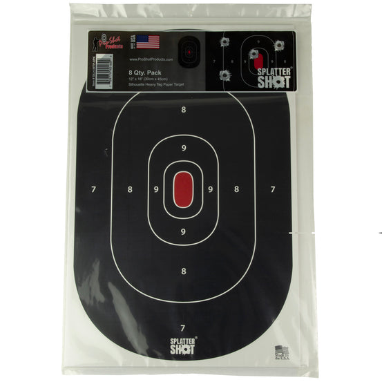 Proshot 12x18 Silh Ss Black 8pk